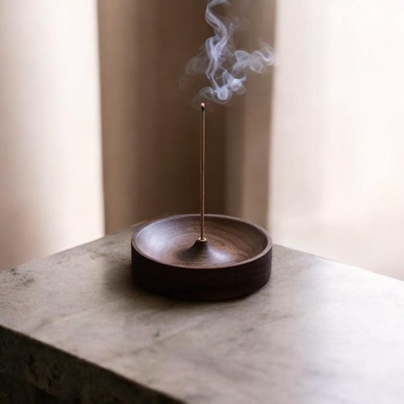Handmade Black Walnut Incense Holder: Zen Meditation Decor