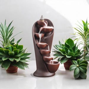 Handmade Ceramic Backflow Incense Burner: Waterfall Aromatherapy Decor
