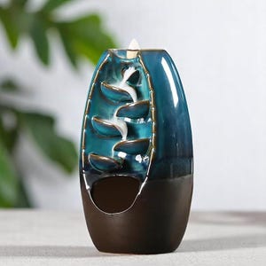 Handmade Ceramic Waterfall Backflow Incense Burner: Aromatherapy Home Decor