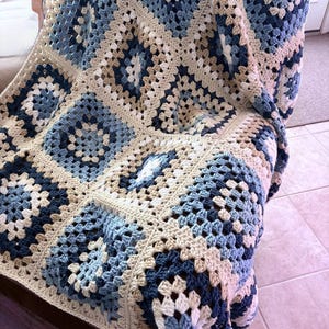 Coastal Granny Square Blanket Crochet Pattern: Beachy Seaside Design (Print Only)