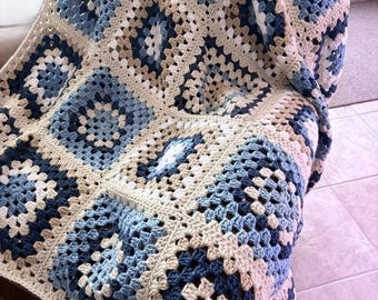 Coastal Granny Square Blanket Crochet Pattern: Beachy Seaside Design (Print Only)