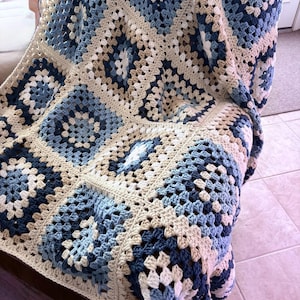 Coastal Granny Throw | Beach Ocean Vibes | Blanket 55”x55” | Crochet Afghan