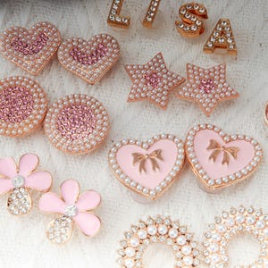 Sommer Croc Charms Zubehör, personalisierte Name Schuhstifte, Kristall Charms, Exquisites Blingbling|Perlen Schuh Zubehör Set, Hochzeitsgeschenke.
