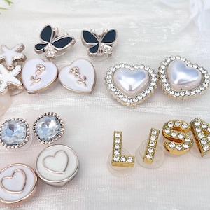 Summer Croc Charms Accessories, Personalized Name Shoe Needles, Butterfly Charm, Exquisite Flowers | Pearl Shoe Accessory Set, Birthday Gift