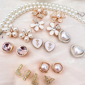 Sommer Croc Charms Zubehör, personalisierte Name Schuhstifte, Kristall Charms, Exquisite Blume| Perlen Schuh Zubehör Set, Hochzeitsgeschenke.