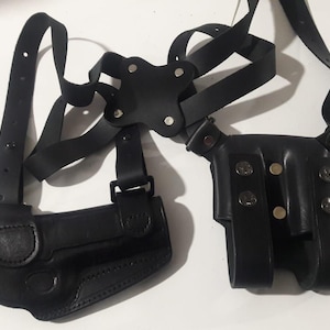 Walther Black Leather Shoulder Holster with Magazine Pouch