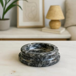 Black Marble Ashtray - Handmade Marble Ashtray - Marble Cigar Ashtray - Natural Stone Ashtray