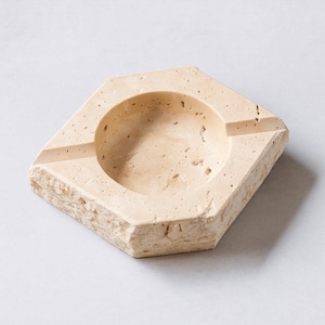 Travertine Ashtray: Rustic Edge, Polished Interior,Marble Home Decor