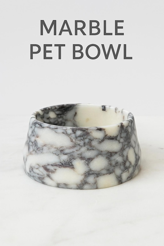 Calacatta Viola  Marble Pet Bowl: Luxury Cat or Dog Food & Water Feeder