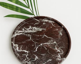 Luxury Calacatta Viola Marble Tray: Round Serving & Vanity Plate
