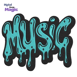 Diseño de bordado Graffiti MUSIC: Parche de estilo urbano (Descarga digital)