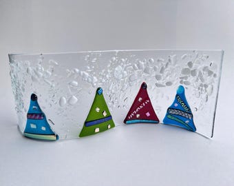 Escultura de árbol de Navidad de vidrio fundido - Aspen Shelf Decor