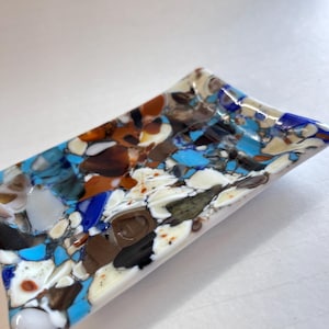 One of a kind mosaic Fused Glass Soap Dish, Handmade Art Glass, Bathroom decor