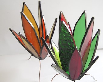 Suculentas de vidrio de colores hechas a mano, decoración de mesa bohemia