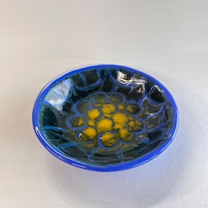 Blue Fused Glass Bowl, funky bowl