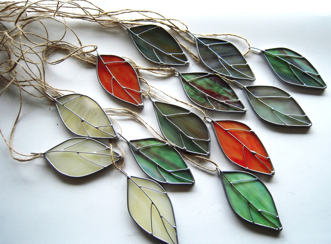 Stained Glass Leaves, Glass Suncatcher, Autum Leaves, Art Glass, Home Decor Etsy