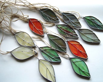 Stained glass Leaves, Glass Suncatcher, Autum Leaves, Art Glass, Home decor