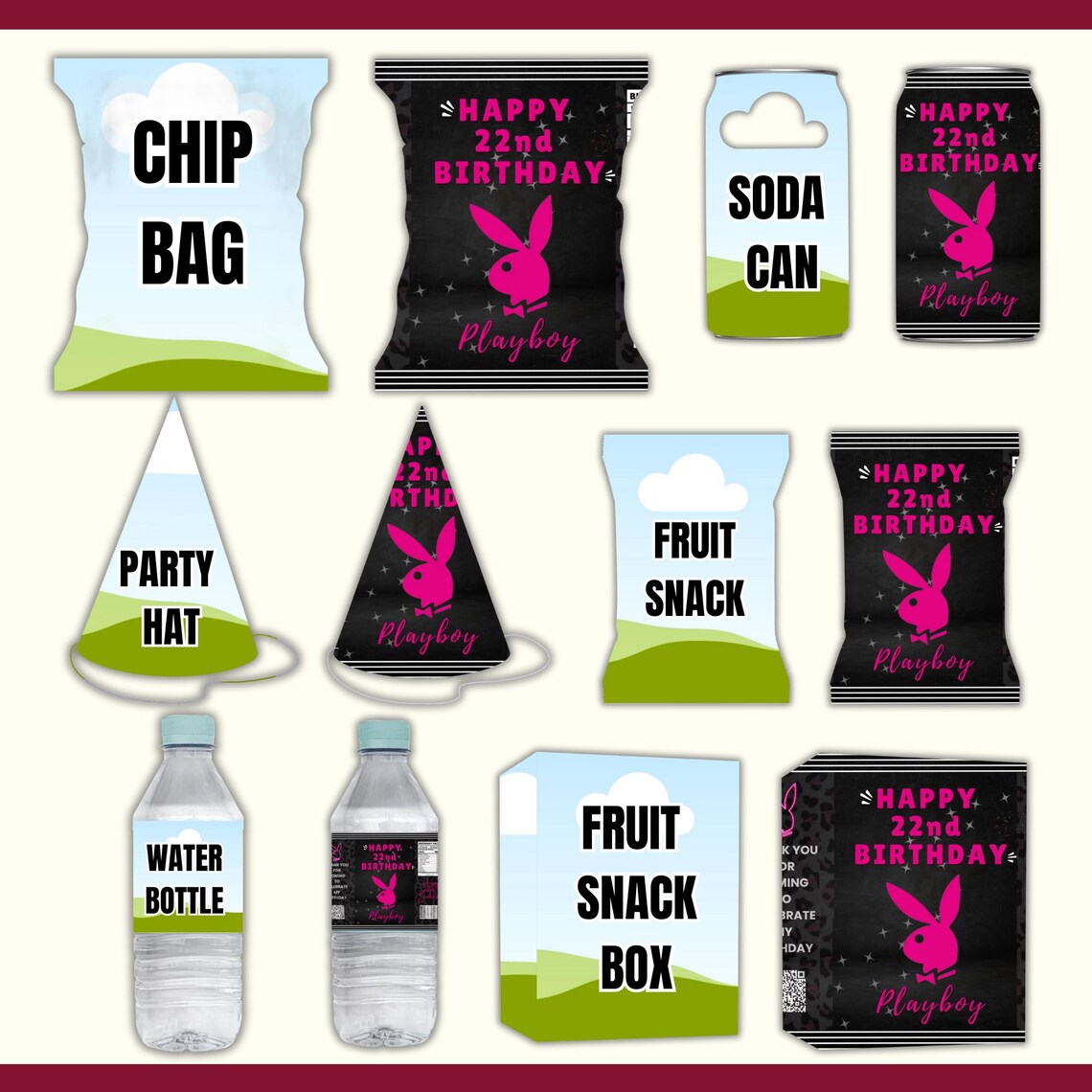 Party Favor Templates Bundle Canva Editable Mockups (PDF Download) Etsy