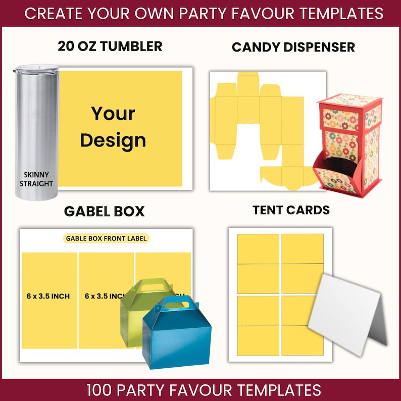 500 Party Favor Templates Bundle Mockups, Labels, and Wrappers