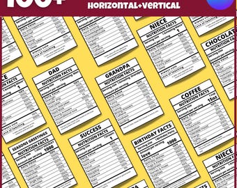 Pacchetto di modelli di informazioni nutrizionali: compleanno, mamma, papà (Canva modificabile, download digitale)