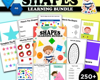 Shape Learning Bundle: 250+ Preschool Worksheets (Digital Download)