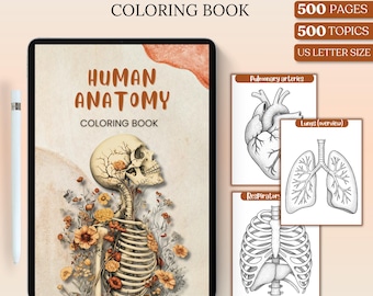 Anatomie des Menschen Malbuch: 500 Seiten, Medizinischer Fachbereich (digital + druckbar)