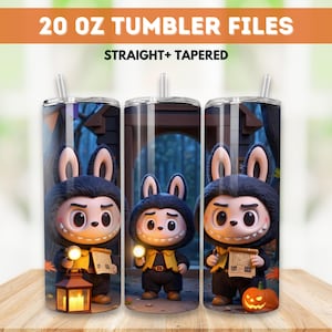 Spooky Labubu Monster Doll Tumbler Wrap: Halloween PNG Sublimation (Digital File)
