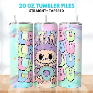 Pink Labubu 20oz Skinny Tumbler, Labubu 20 oz Tumbler Wrap, Cartoon Characters 20oz Tumbler Png, Straight Tapered 20oz Wrap Instant Download