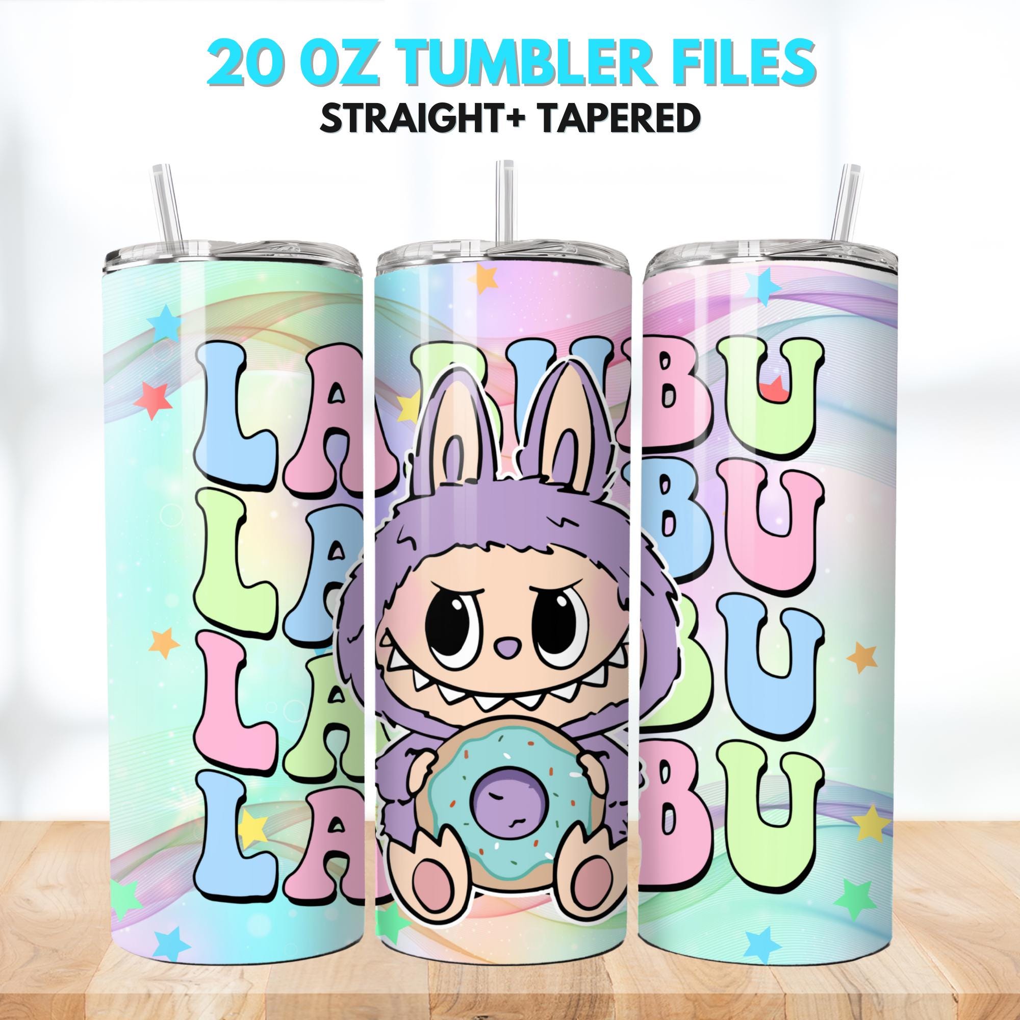 Pink Labubu 20oz Skinny Tumbler, Labubu 20 oz Tumbler Wrap, Cartoon Characters 20oz Tumbler Png, Straight Tapered 20oz Wrap Instant Download