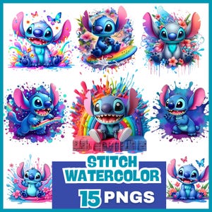 Watercolor Stitch Clipart: Splash Sublimation PNG Bundle (Digital Download)