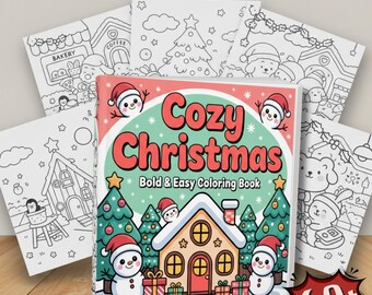 Dibujos navideños para colorear para niños / Libro para colorear de invierno / Divertidas láminas para colorear navideñas para niños y adultos / Páginas imprimibles con actividades navideñas