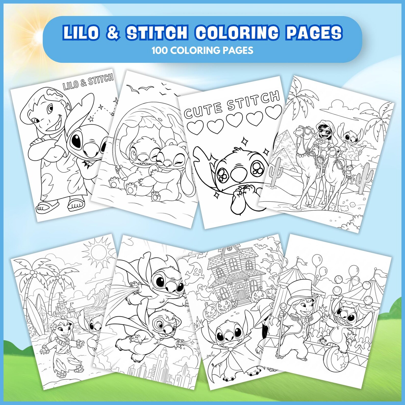 Lilo & Stitch Coloring Pages, STITCH and LILO Adventures, 100 Coloring ...