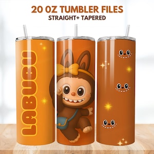 Labubu Monster Doll 20oz Tumbler Wrap Png Bundle-Cute Doll Png-Straight and Tapered Tumbler Wrap Png-Cartoon Character Png-Instant Download