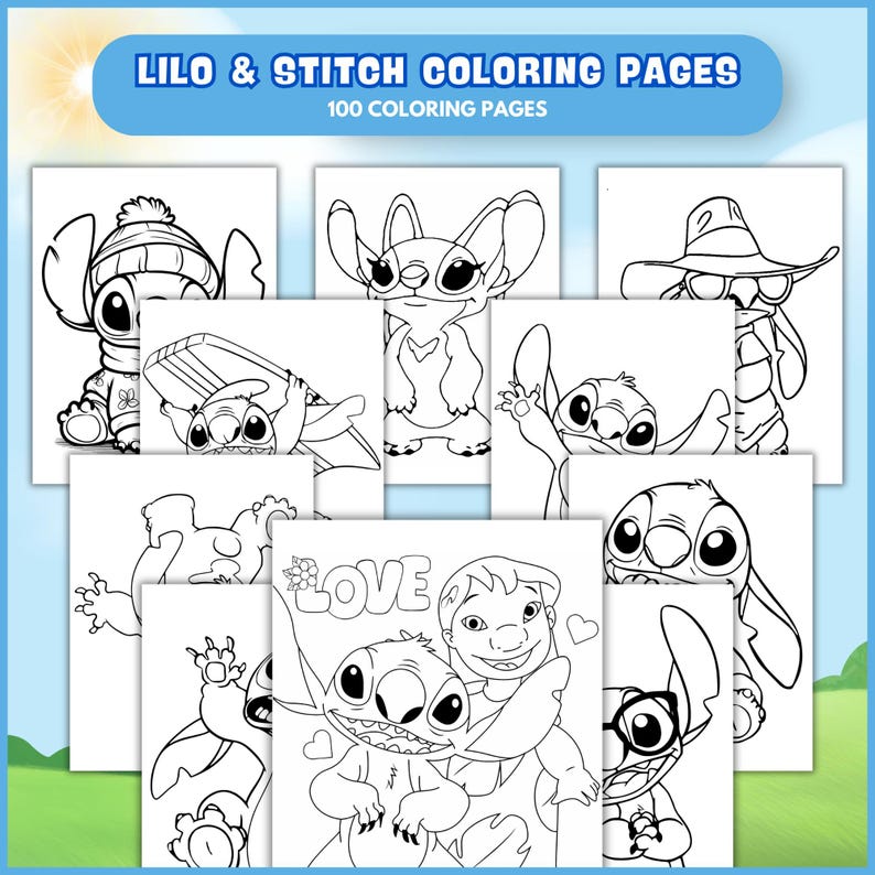 Lilo & Stitch Coloring Pages, STITCH and LILO Adventures, 100 Coloring ...