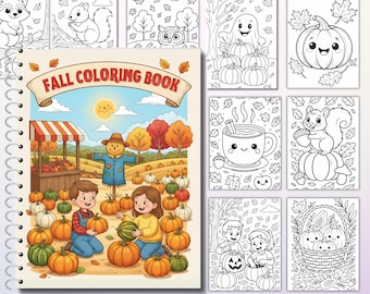 60 Fall Coloring Pages for Kids, Cozy Fall Coloring Book, Fall Activities, Autumn Coloring Pages, Coloring Sheets, Kids Coloring Pages
