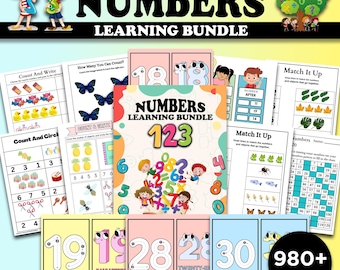 Numbers Learning Bundle: Math Worksheets, Preschool & Kindergarten (Digital Download)