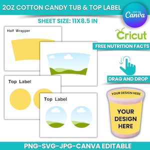 Cotton Candy Label Vorlage: 2 Unzen Verpackung, SVG PNG PDF (Digitaler Download)