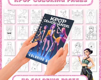 Demon Hunters kpop Coloring Pages | 40 K-pop coloring book for kids | Demon Hunters Characters | coloring sheets kids | Digital Download