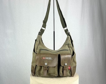 Diesel Vintage Gorpcore Rucksack aus khaki Canvas