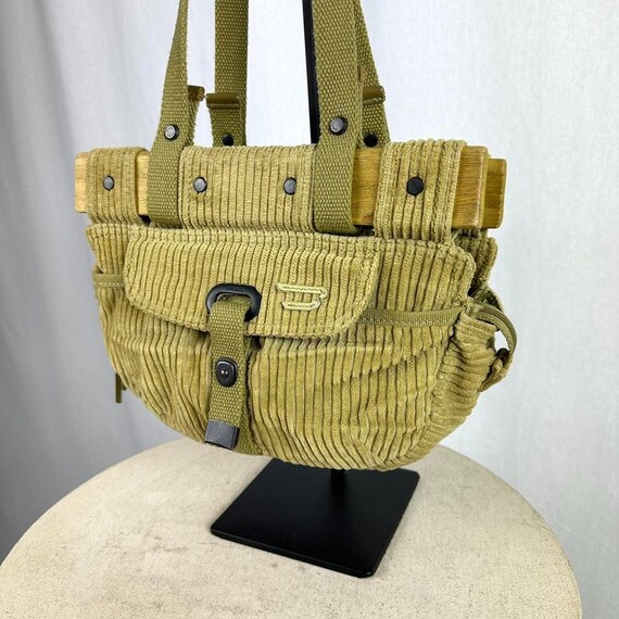 Buy Diesel Spare Parts Corduroy Y2k Shoulder Bag, in Green / Khaki