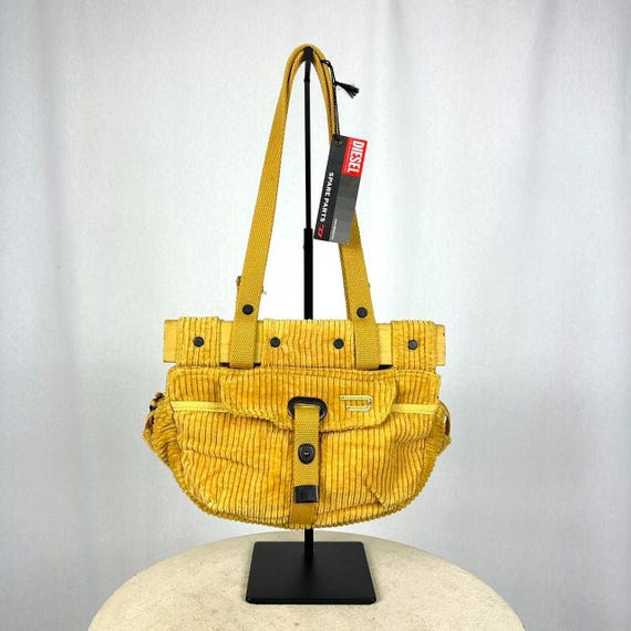 Diesel Spare Parts Corduroy Y2k Shoulder Bag, in Mustard Yellow 