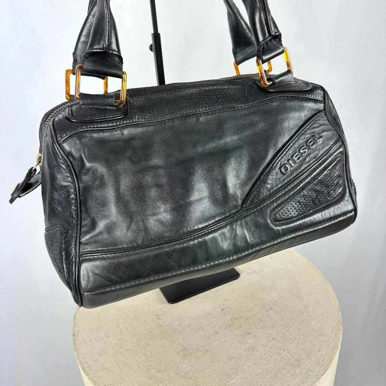 Diesel Leather Shoulder Bag, Biker Design - Etsy
