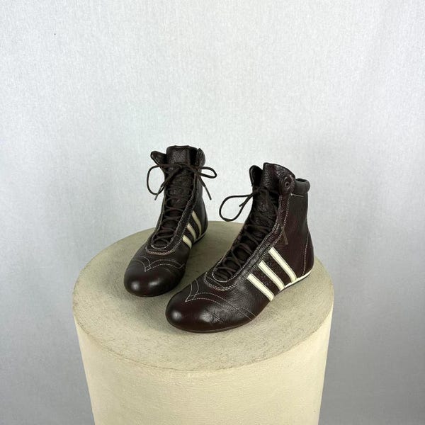 Archive Adidas « PRAJNA HIGH » lacing boxing / wrestling leather boots