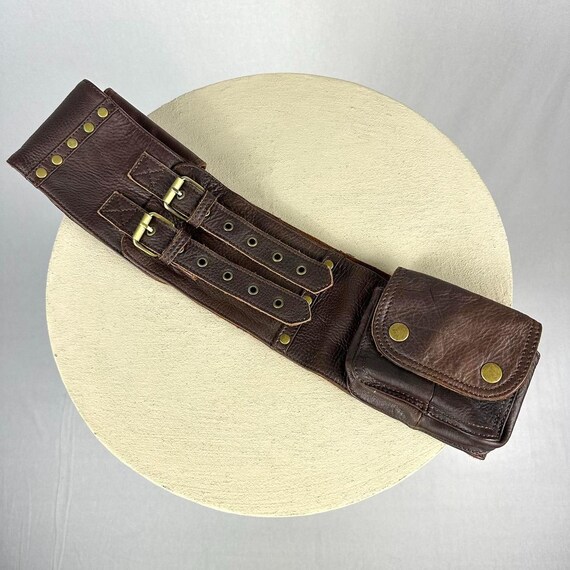 Utility gorpcore leather multipocket belt - image 1