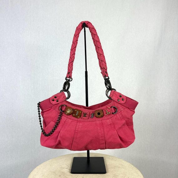 Archive Diesel Shoulder Bag y2k ディーゼル Vintage Diesel Archive Shoulder Bag, in Pink Canvas - Rare Colour