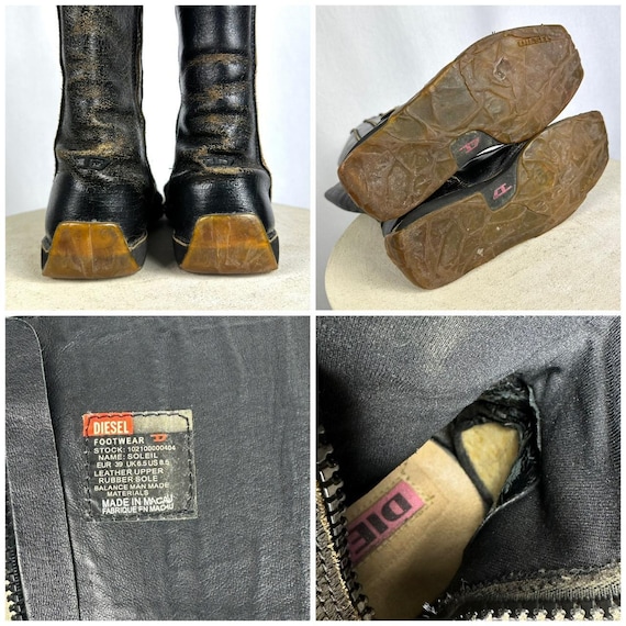 靴 DIESEL ARCHIVE black leather boots 41 Diesel Archive Black Leather Boxing Boots - Etsy