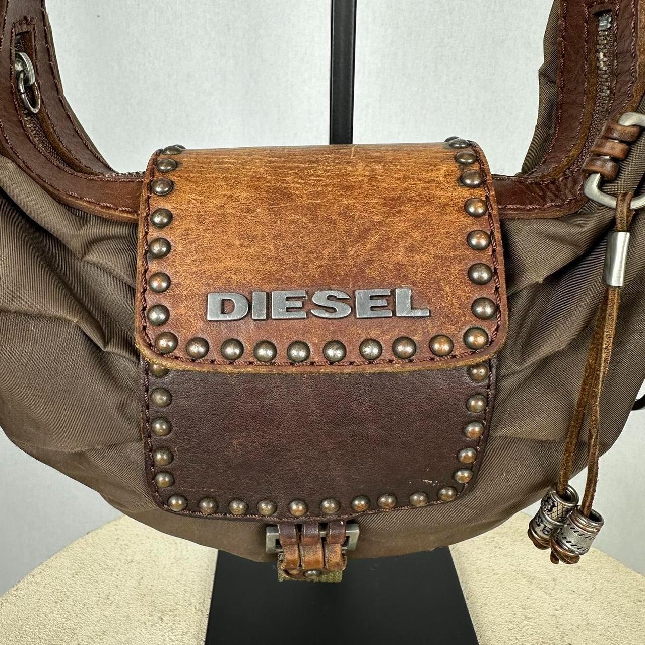 DIESEL レザー ボディバッグ フェード ブラウン y2k archive Y2K Rare Archive Diesel Canvas & Leather Crossbody Bag – Tactical