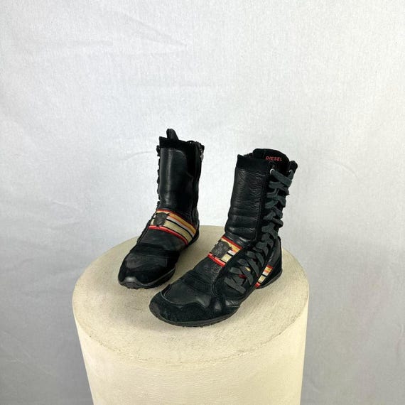 Diesel Black Leather and Suede Boots Diesel Black D-Hammer Ch Md Boots Diesel main image 4