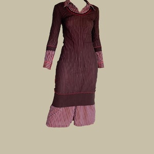 Cop Copine set maxi striped sheer mesh dress, layered. 2 pieces