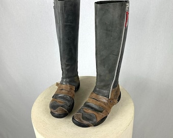 90s Marithé François Girbaud Racing Leather Long Boxer Boxing